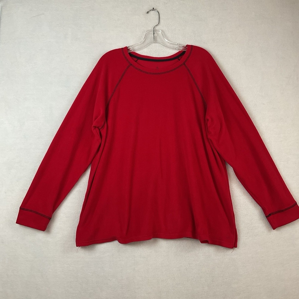 Cuddl Duds Fleece Top Womens Plus 1X Red Stretch Long Sleeve Pullover Soft